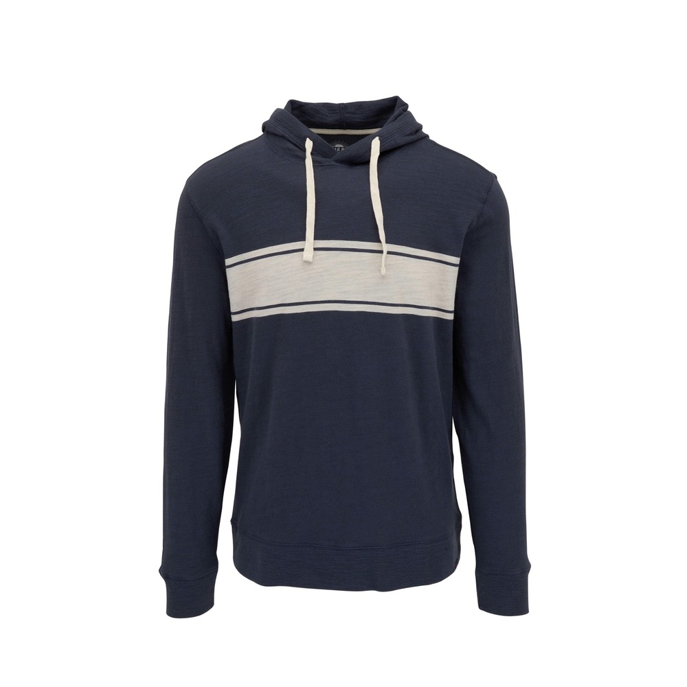 Faherty Mens Blue Nights‎ Surf Stripe Hoodie Cotton Knit Pullover Small Summer